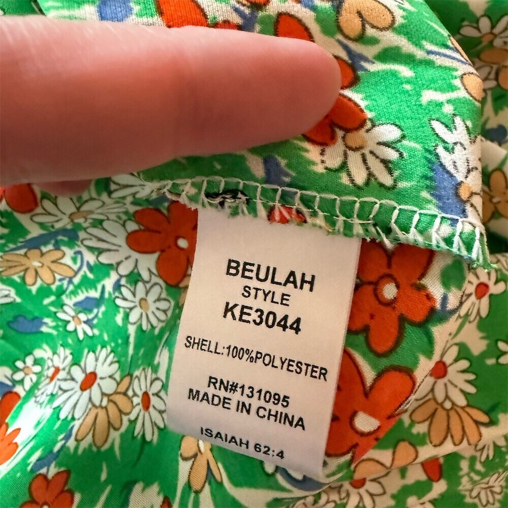 Beluah Floral Midi Dress Green Orange Womens Large Extra Large Tiered Ruffle - Picture 8 of 8